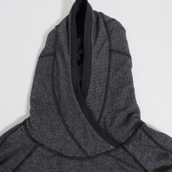 Lululemon Think Fast Hoodie Heathered Herringbone Heathered Black Black Size 6 - Picture 6 of 12